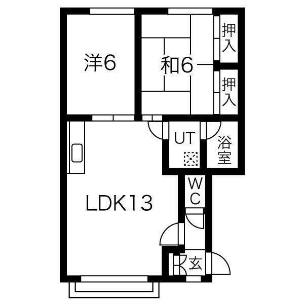 鈴真ハイツB棟(2LDK/2階)の間取り写真
