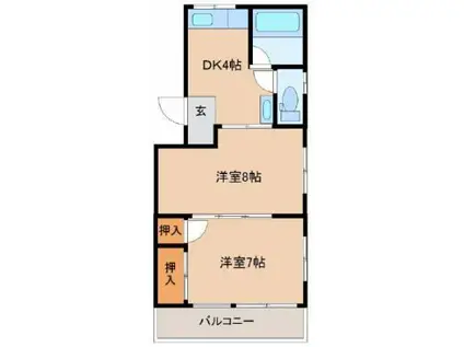 シティハイツ三重野(2DK/2階)の間取り写真