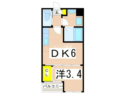 ARIESI(1DK/1階)の間取り写真