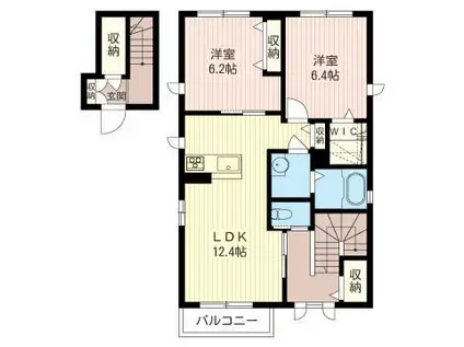 サンパティーク I(2LDK/2階)の間取り写真