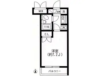 スカイヒル生田(1K/2階)の間取り写真