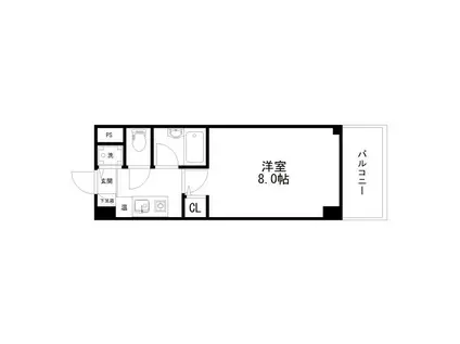 湖山ヒルズ(1K/6階)の間取り写真