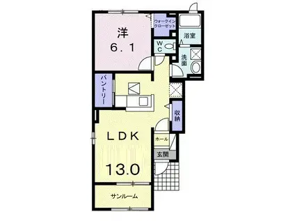 セカンド カノン(1LDK/1階)の間取り写真