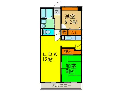 グレーシアス豊中(2LDK/3階)の間取り写真