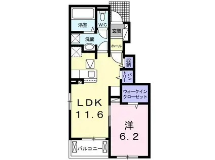 モデルヌ・シス(1LDK/1階)の間取り写真