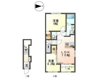 西吹アパート(2LDK/2階)の間取り写真