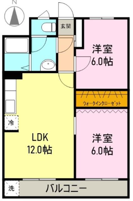 コーポ富士見(2LDK/2階)の間取り写真