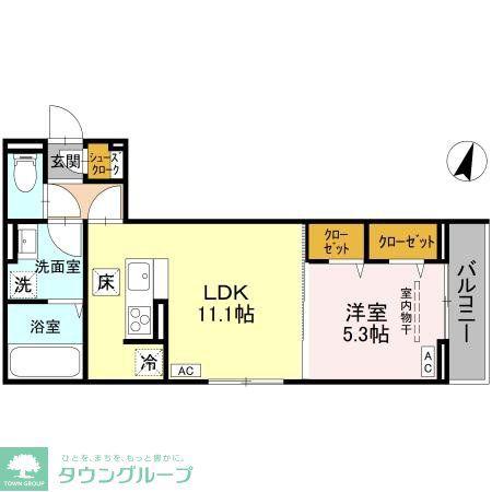 アドラブール A棟(1LDK/1階)の間取り写真