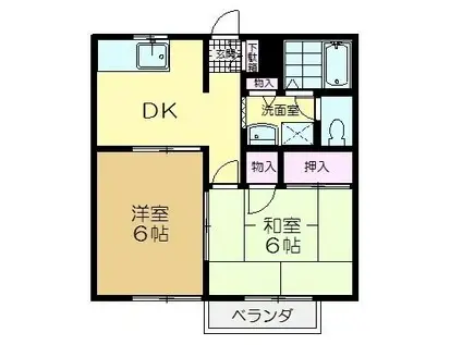 チェリーヒルズ(2DK/1階)の間取り写真