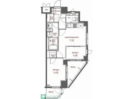 N-STAGE中野新橋(2LDK/4階)の間取り写真