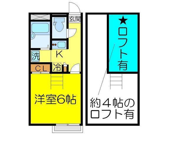 レオパレスK1(1K/2階)の間取り写真