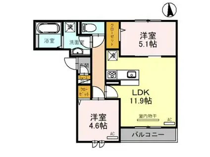 PINO SOLANA(1LDK/1階)の間取り写真