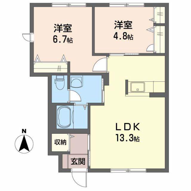 シャーメゾンK C棟(2LDK/1階)の間取り写真