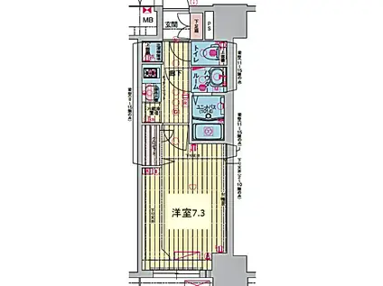 プレサンス栄フェル(1K/11階)の間取り写真