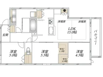 ウエスト・ノワール(3LDK/3階)の間取り写真