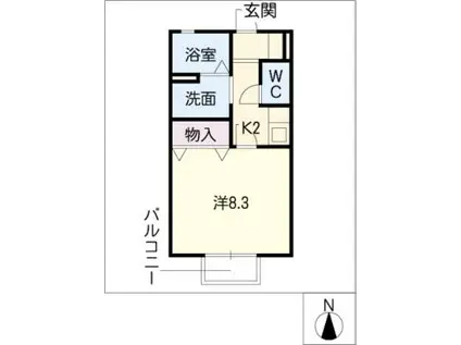 セジュール若竹(1K/2階)の間取り写真