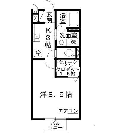 サンロイヤルI(1K/2階)の間取り写真