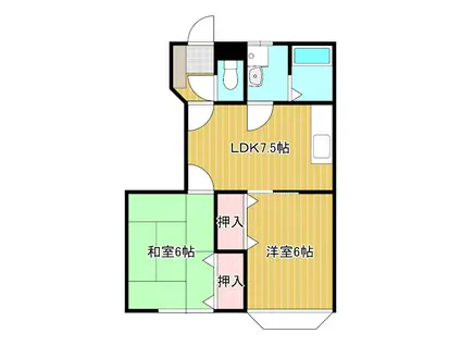 リベルテ白石F(2DK/1階)の間取り写真