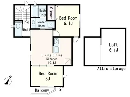 東向島3丁目(2LDK/2階)の間取り写真