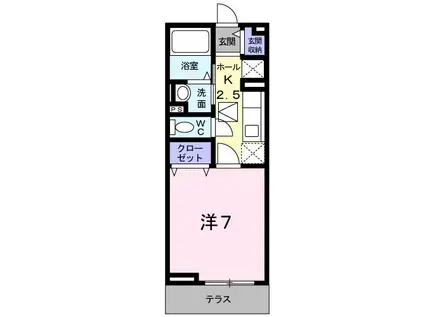 ウィステリア東松戸(1K/1階)の間取り写真