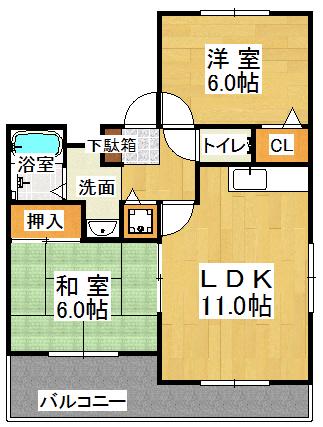 ゲイナーズヒルウエスト(2LDK/1階)の間取り写真