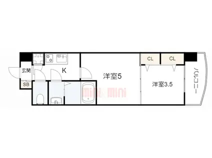 セレニテ神戸ミラクノール(2K/7階)の間取り写真