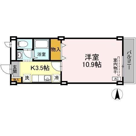 リビングアレイK(1K/1階)の間取り写真