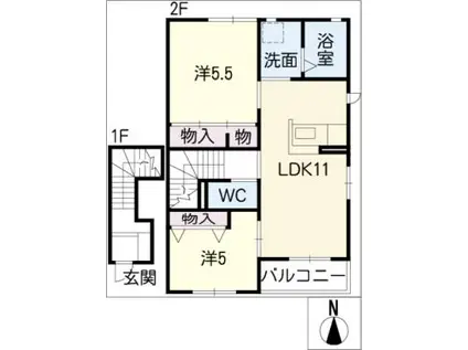 ファーストコート(2LDK/2階)の間取り写真