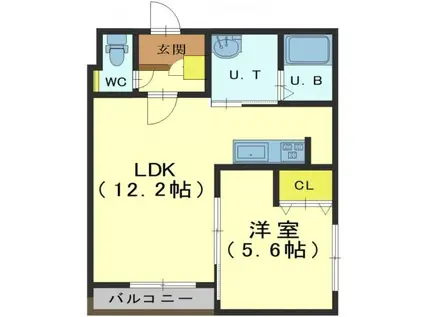インフィニティ松陰(1LDK/1階)の間取り写真