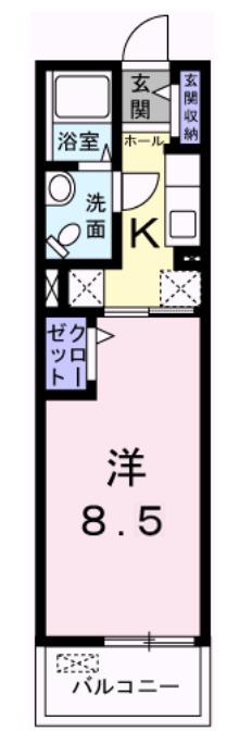 アクロポリスV(1K/1階)の間取り写真