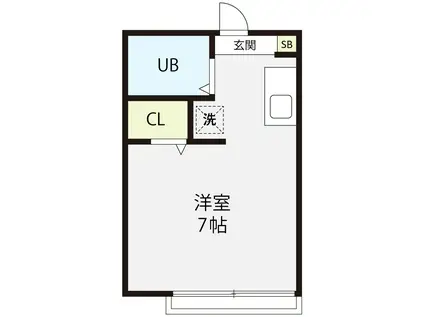 パティオ(ワンルーム/2階)の間取り写真