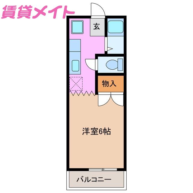 パティオ西山C棟(1K/1階)の間取り写真