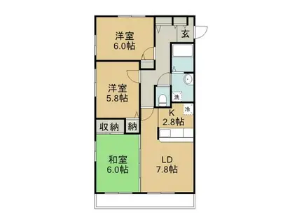 フレスコマンション(3LDK/2階)の間取り写真
