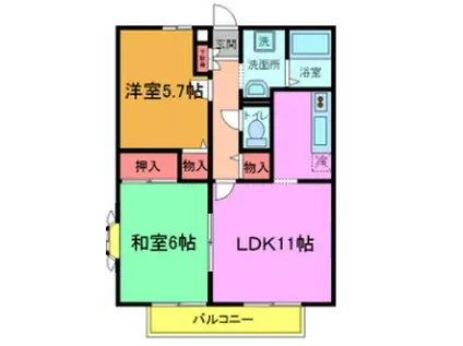 リュミエール(2LDK/2階)の間取り写真