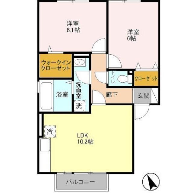 サニーウエル A(2LDK/2階)の間取り写真