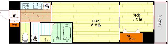 コートエスト都島(1LDK/3階)の間取り写真