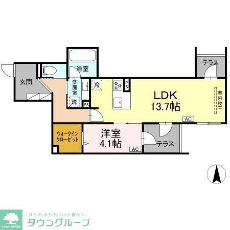 セレスティア中野上高田(1LDK/1階)の間取り写真