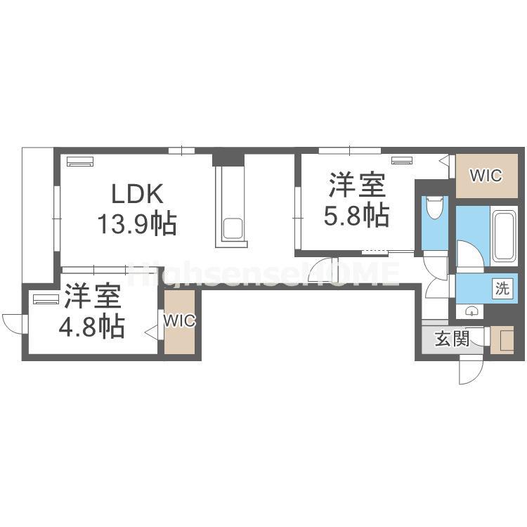 クラシスト高殿(2LDK/1階)の間取り写真