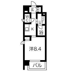 LA LUCE(1K/8階)の間取り写真