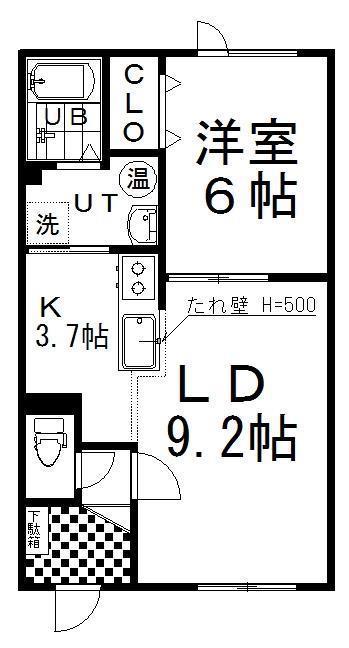 ウッドベリーA(1LDK/2階)の間取り写真