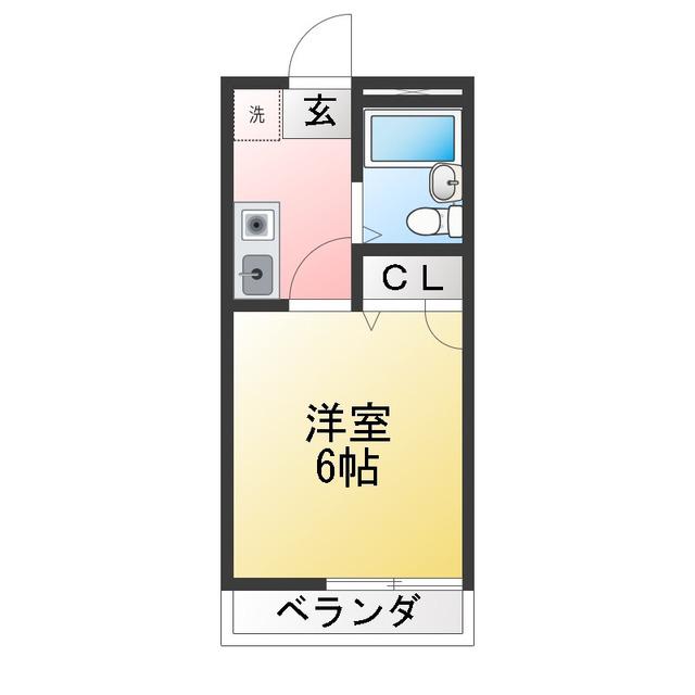 エコーハイツ英(1K/2階)の間取り写真