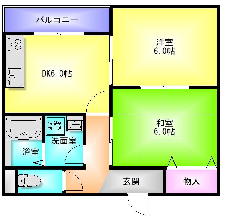 グレース北山本(2DK/3階)の間取り写真