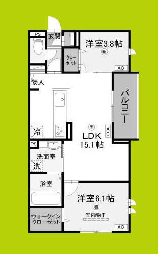 グランヴェールVII(2LDK/3階)の間取り写真