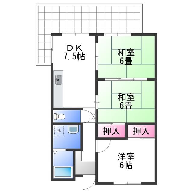 オリーブ沼町(3DK/4階)の間取り写真