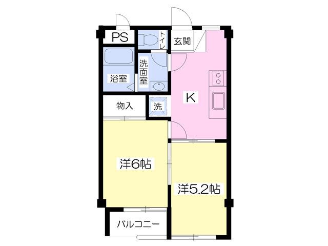 ブランクレスト(2DK/1階)の間取り写真