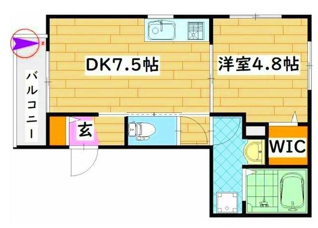 ウエスト VILLAGEII(1DK/2階)の間取り写真