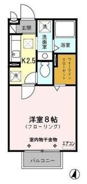 レジデンツ藤C(1K/1階)の間取り写真