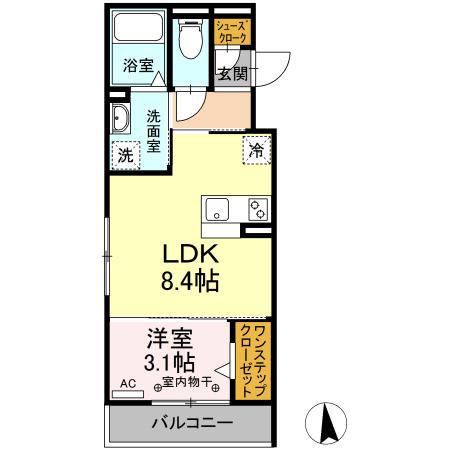 ミラフローレス(1LDK/2階)の間取り写真