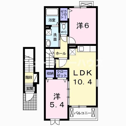 クラール泉 A(2LDK/2階)の間取り写真