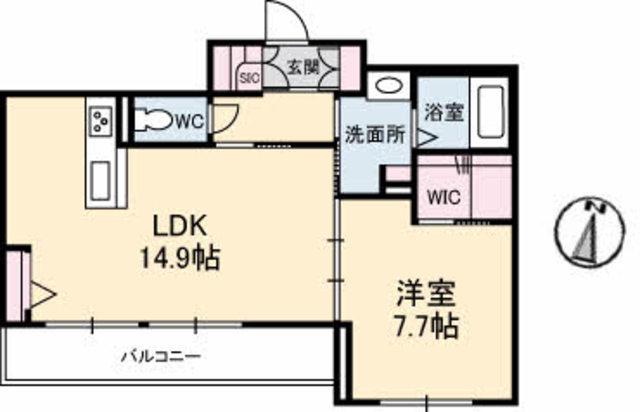 グランベレオ鷹匠(1LDK/2階)の間取り写真